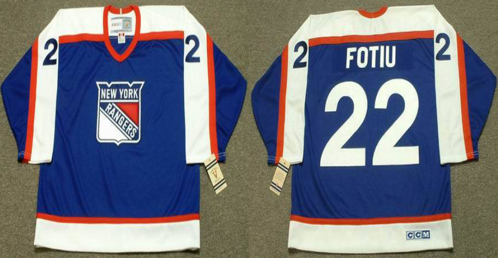 2019 Men New York Rangers #22 Fotiu Blue CCM NHL jerseys->new york rangers->NHL Jersey